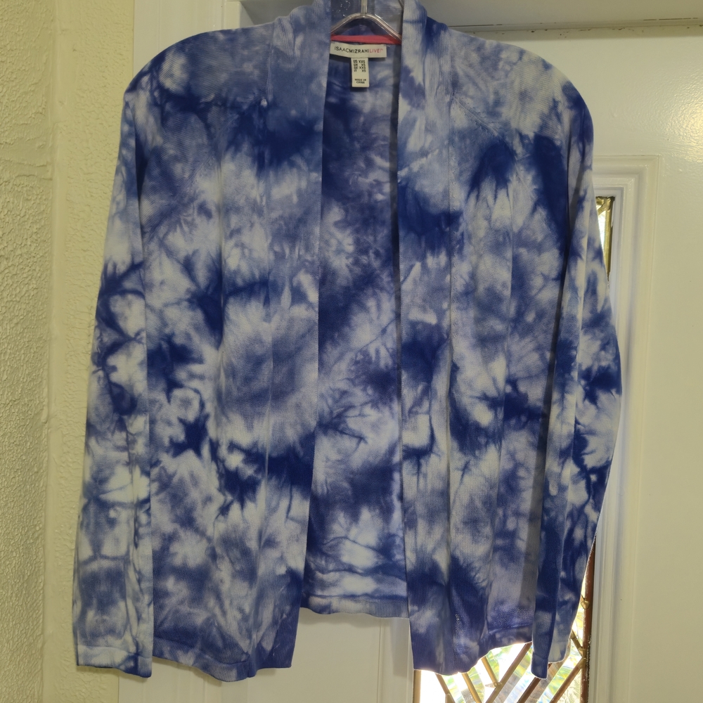 Isaac Mizrahi Blue Tie-Dye Sweater